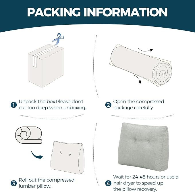 Back Support Pillow for Recliner Soft Dual Layer Lumbar Support Pillow with Shredded Memory Foam Ergonomic Orthopedic Couch Lumbar Cushions for Elderly Lower Back Pain Relief Light Grey