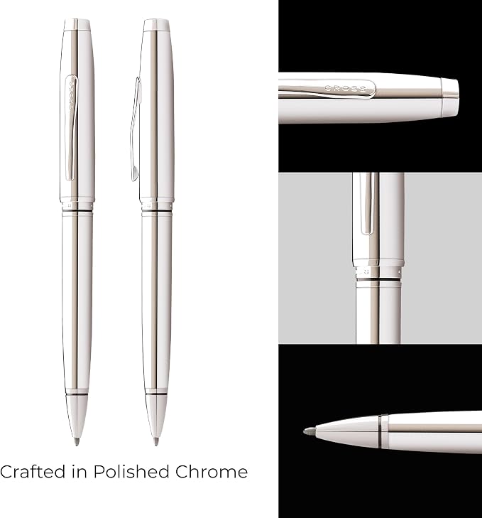 Cross Coventry Polished Chrome Ballpoint Pen - Refillable Pen for Smooth Writing - Professional, Elegant Accessory - Black Ink - Long-Lasting Use - Desk Essential - Gift-Ready