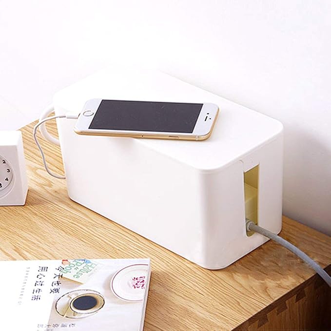 ShellKingdom Cable Management Box, 2 Set Cable Organizer for Cable and Cord Management, Storage and Holder to Cover and Hide & Power Strips & Cords (White)