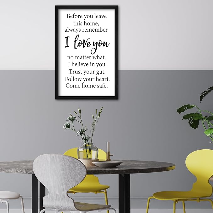 RLWangChao Before You Leave This Home Wall Decor Art 16"X11" I Love You Sign Inspirational Quotes Family Entryway Wood Framed Wall Hanging (Black)