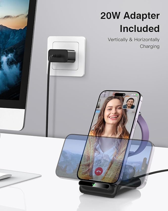 Wireless Charging Station,3 in 1 Charging Stand Made for Apple Watch Ultra 11 10 9 8 7 6 SE 5 4 3,Fast Wireless Charger Made for iPhone 17/Air/16/15/14/13/12,for AirPods Pro(with Adapter) (Black)