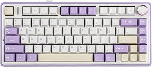 EPOMAKER x Aula F75 Gasket Mechanical Keyboard, 75% Wireless Hot Swappable Gaming Keyboard with Five-Layer Padding&Knob, BT/2.4GHz/USB-C, RGB (Purple, LEOBOG Reaper Switch)