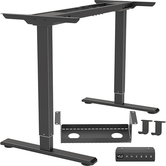 Dual Motor Standing Desk Frame, Electric Adjustable Legs, Workstation Desk Base, Sit stand desk frame, 3 Memory Height Settings, with Cable Management Tray, Headphone Hook