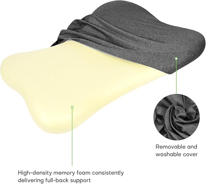 Back Support for Office Chair, 24" Full Back Memory Foam Cushion | No Forward Push Design • Lumbar & Back Pain Relief • Extended Upper Back & Neck Comfort • Dual Adjustable Straps