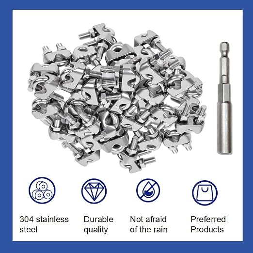 30 Pcs 3/8 inch Stainless Steel Cable Clamps,Wire Rope Clamp | Wire Rope Clamp, Commercial Use, Industrial Use, Residential Projects