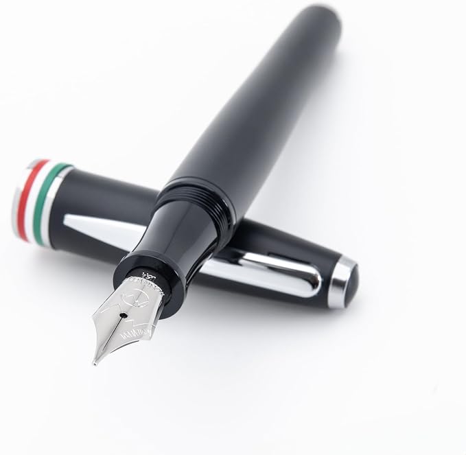 Monteverde USA Aldo Domani Italia Fountain Pen Matte Black - Medium Nib - Luxury Writing Pen - Italian Design - JoWo Stainless Steel Nib - Smooth Ink Flow - Refillable - Gift Box Included