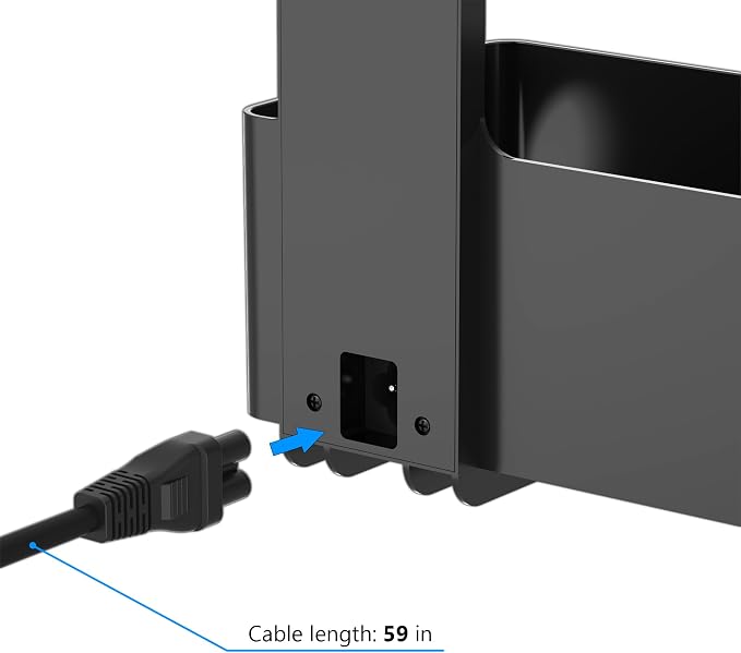 Under Desk Cable Management Tray with 6 AC Power Outlet and Clamp Mount, No Drill Cord Storage Organizers for Wire Management, Standing Desk, Computer Cord Rack for Office & Home (Black)