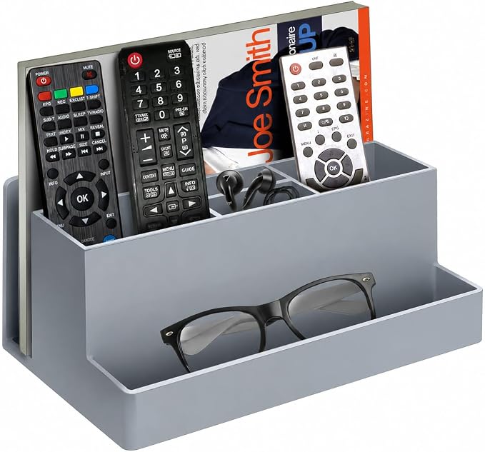Acrimet Desktop Organizer - Multi Organizer Caddy Holder for Office, Home and School use (Plastic) (Silver Color) | Office Notebook, Briefcase, Pads & Accessories