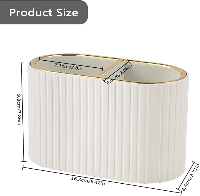 PU Leather Desk Organizer,Pen Holder,Small Remote Control Holder Pencil Cup Multifunctional Nightstand Organizer Caddy for Home School Office Desk Accessories,2 Compartments (Cream White)