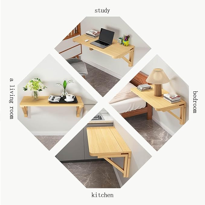 Wall Mounted Folding Table, Floating Desk for Small Spaces,Solid Wood Bracket Laundry Folding Table,Wall Folding Desk,Home Bars and Dining Establishments,50 * 30cm/19.6 * 11.8in