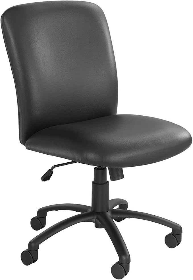 Safco Products High Back Big and Tall Swivel Desk Task Office Chair, 27" W x 30-1/4"D x 40-3/4-44-3/4" H, 500 lbs. Weight Capacity, for Professional or Home, Black Vinyl