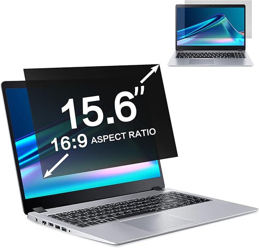ZOEGAA 15.6 Inch Laptop Privacy Screen,Compatible with Lenovo ThinkPad HP Dell Xps Samsung Asus Acer brands,Removable 16:9 Widescreen Display laptop privacy screen 15.6 inch and Anti-Glare Protector