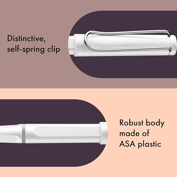 Lamy safari white - Rollerball Pen with ergonomic grip & line width M - for pleasant long writing - made of robust ASA plastic - including rollerball refill M 63 in black
