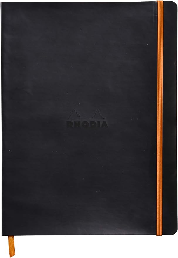 Rhodia Rhodiarama SoftCover Notebook - 80 Lined Sheets - 9 3/4 x 7 1/2 - Black Cover (117502C)