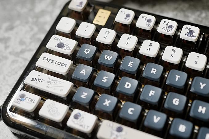 PBT Pudding Keycaps, Astronaut Theme, 117Keys Sublimation Keycap Set, ASA Profile Custom for Cherry Gateron MX Switch Mechanical Keyboard