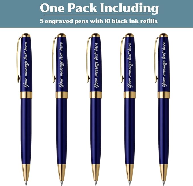 Ancolo Personalized Luxury Ballpoint Pens Writing Set Fancy Nice Gift Pen Set for Friends Executive Business Office - Custom with Your Name or Message with 10 extra Refills