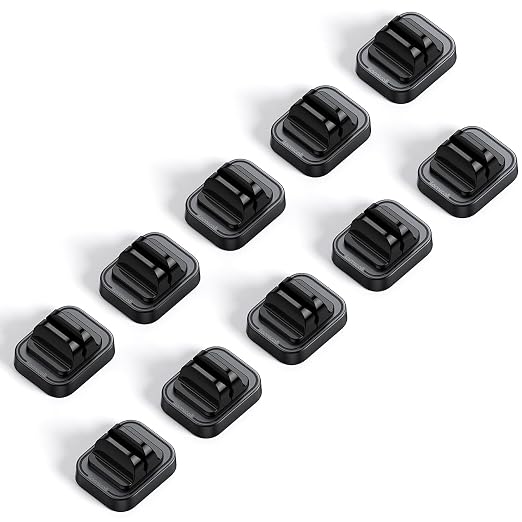 Lamicall 10 Pack [Spring Fixed] Cord Holder, Adjustable Desk Cable Clips | No-Residue Acrylic Adhesive Cable Management, Phone Charger Cord Holder for Wall Car Desktop Nightstand