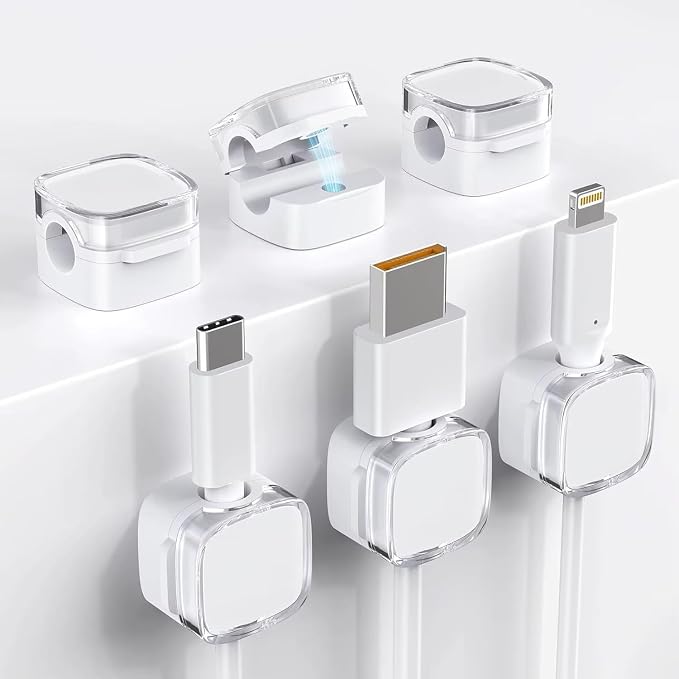 Magnetic Cord Cable Organizer Clips, Desktop Cord Managment Holder for Home Office Nighstand, 6 Pack