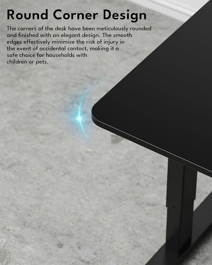 Electric Standing Desk, Gaming Desk, 48 x 24 Inch, Black | Height Adjustable Computer Desk with Smart Controller, Sit and Stand Up Table for Home, Office, Work, Study, Writing