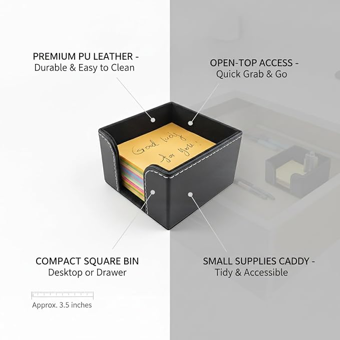 Declutter Your Workspace with This Compact PU Leather Storage Bin, Open-Top Caddy for Desk or Drawer Organization