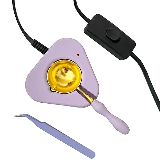 Wax Seal Warmer Wax Seal Kit with Spoon and Tweezers, Great Tool for Melting Sealing Beads (Purple)