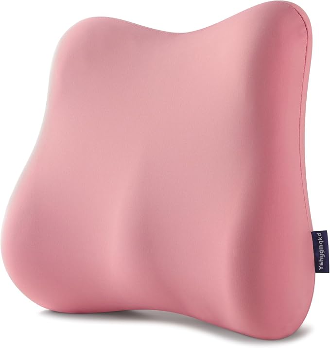 Pink Lumbar Support Pillow for Office Chair and Car Seat Soft Memory Foam Lumbar Pillow with Breathable Removable Cover Lower Back Pain Relief & Posture Support