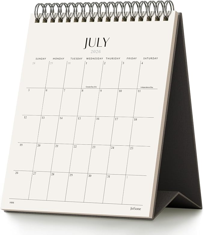 Jotsome Desk Calendar 2026-2027, Small Standing Flip Desktop Calendar From July 2026 to December 2027 for Home and Office, Easy Organizing (Black, Small)