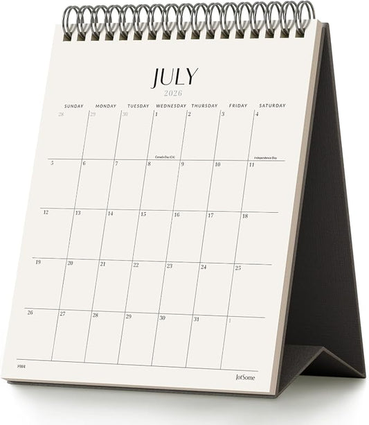 Jotsome Desk Calendar 2026-2027, Small Standing Flip Desktop Calendar From July 2026 to December 2027 for Home and Office, Easy Organizing (Black, Small)