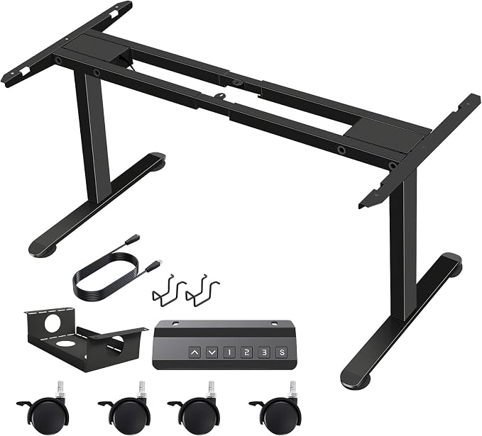 Dual Motor Electric Standing Desk Frame,Compatible Desktop Size 48″-78″ and 264 lbs Weight Capacity,Memory Controller Height Adjustable Frame,Black Frame Only