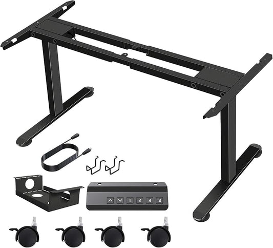 Dual Motor Electric Standing Desk Frame,Compatible Desktop Size 48″-78″ and 264 lbs Weight Capacity,Memory Controller Height Adjustable Frame,Black Frame Only