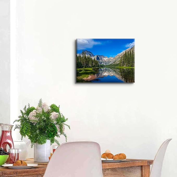 Colorado Wall Art Banff Mountain Picture Wall Decor Canvas Prints for Living Room National Park Scenery Poster Photography 12x16", Pine Tree Forest Lake Landscape Painting Artwork Home Decorations