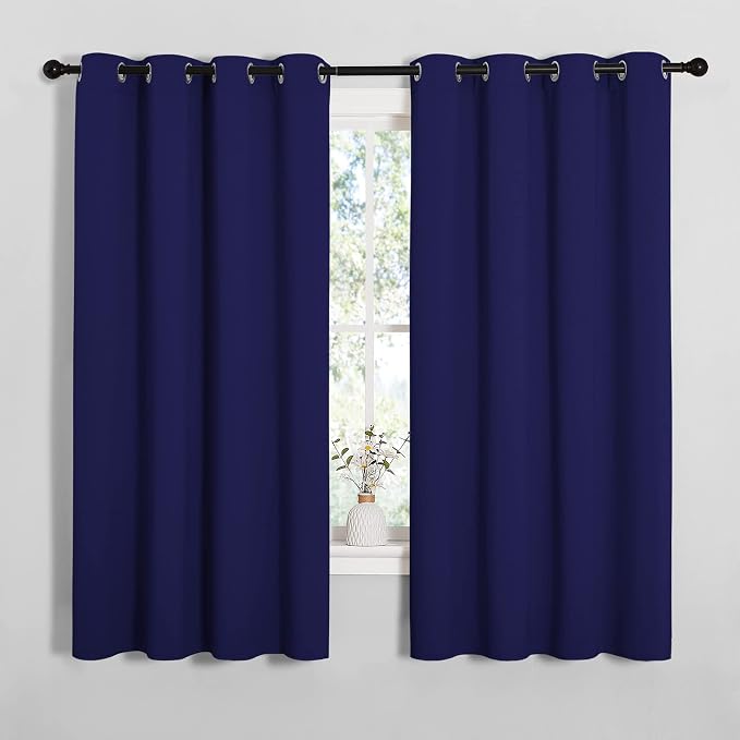 NICETOWN Blackout Draperies Curtains, All Season Thermal Insulated Solid Grommet Top Blackout Curtains/Drapes for Kid's Room (Royal Blue, 1 Pair, 55 x 68 inches)
