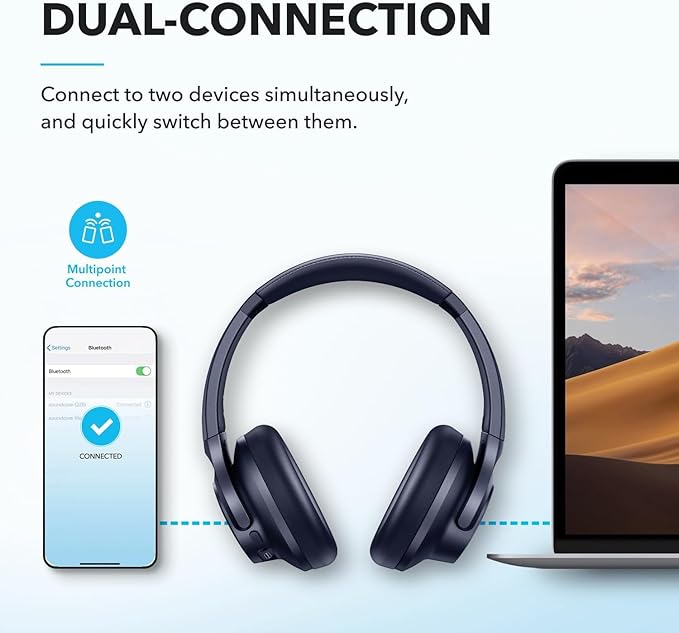 soundcore by Anker Q20i Hybrid Active Noise Cancelling Headphones, Wireless Over-Ear Bluetooth, 40H Long ANC Playtime, Hi-Res Audio, Big Bass, Customize via an App, Transparency Mode (Renewed)