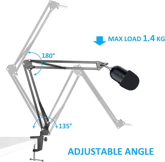 Seiren Mini Boom Arm Mic Stand with Pop Filter, Adjustable Suspension Boom Scissor Arm Stand with Pop Filter for Razer Seiren Mini USB Streaming Microphone by SUNMON