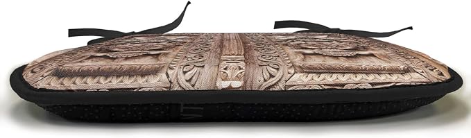 Lunarable Rustic Chair Cushion Pads Set of 4, Wooden Carved Door Image Detailed Kathmandu Cultural Facade Print, Anti-Slip Seat Padding for Kitchen & Patio, 16"x16", Brown