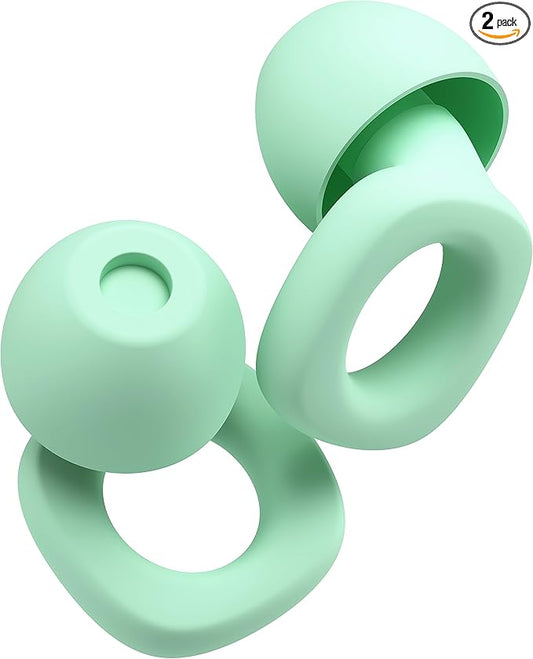 Audree Soft Ear Plugs for Noise Reduction, Reusable Flexible Earplugs for Sleep, Travelling, Focus, Study & Noise Sensitivity, 28dB Noise Cancelling, 8 Silicone Ear Tips in XS/S/M/L, Green