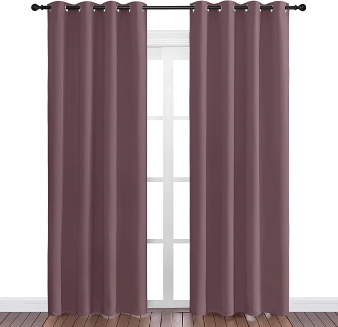 NICETOWN Dry Rose Blackout Curtains 86" Long for Office, Dining Room, 55" Wide, 2 Pieces, Guest Room, Sound Reducing Heat and Cold Block Curtain Panels for Modern Decorative
