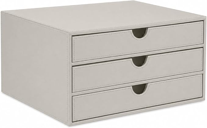 UnionBasic Document Organizer, 3-Drawer File Cabinet Document Storage Box, Office Desktop Filing Organizer, Feather Gray | Document Storage Box, Office Desktop Filing Organizer