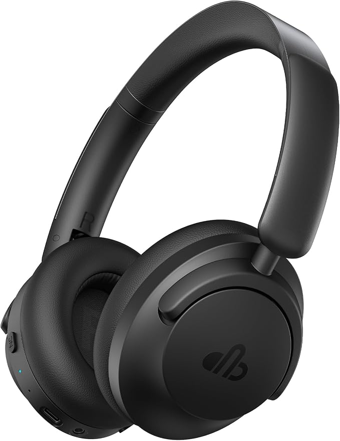 Hybrid Active Noise Cancelling Headphones, Over-Ear Bluetooth Headphone with Hi-Res Audio, 90H Playtime, Deep Bass, Transparency Mode, Foldable Comfort Cups, Graduation Gifts for Travel Office - Black