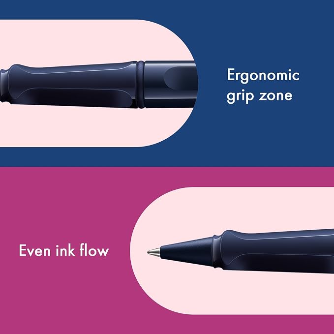Lamy safari dark dusk - Rollerball Pen with ergonomic grip & line width M - for pleasant long writing - made of robust ASA plastic - including rollerball refill M 63 in black