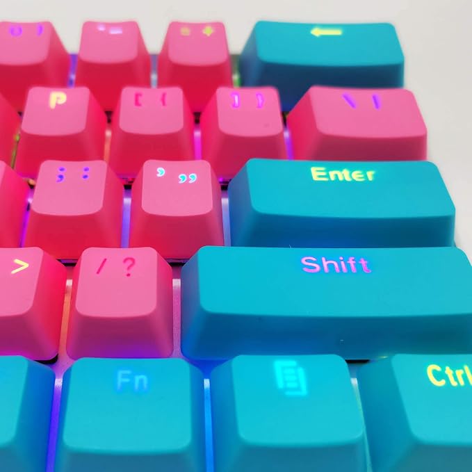 GTSP PBT Backlit Keycaps 60 Percent with 6.25U Space Bar OEM Profile for Cherry MX Switch Mechanical Gaming Keyboard (Zhri)
