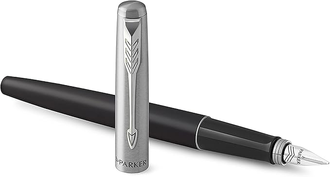 Parker Jotter Fountain Pen | Bond Street Black | Medium Nib Blue Ink | Gift Box