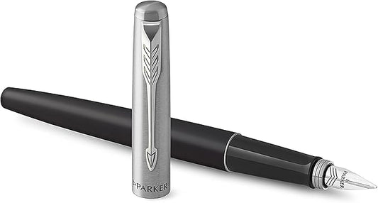 Parker Jotter Fountain Pen | Bond Street Black | Medium Nib Blue Ink | Gift Box