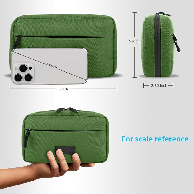 GOX Cable Organizer Travel Case, Water Resistant Electronic Accessories Pouch, All-in-One Versatile Tech Storage Bag for Charger, Cord, Phone, Hard Drive & Power Bank (Green)
