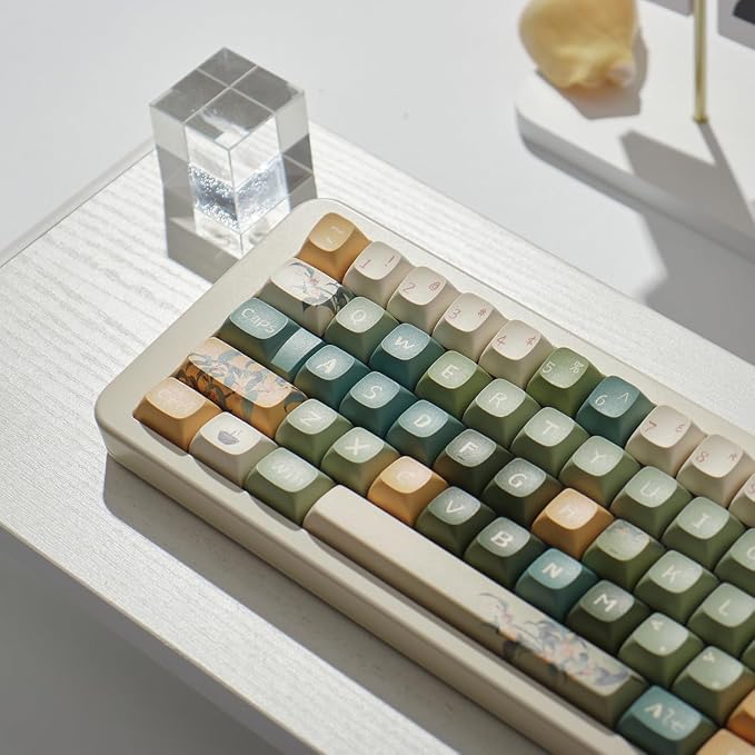 Sumgsn 156 Keys PBT Custom Keycaps URE Profile Dye Sub Keycap Set Fit for 60% 65% 75% 95% Cherry Mx Switches Mechanical Keyboard