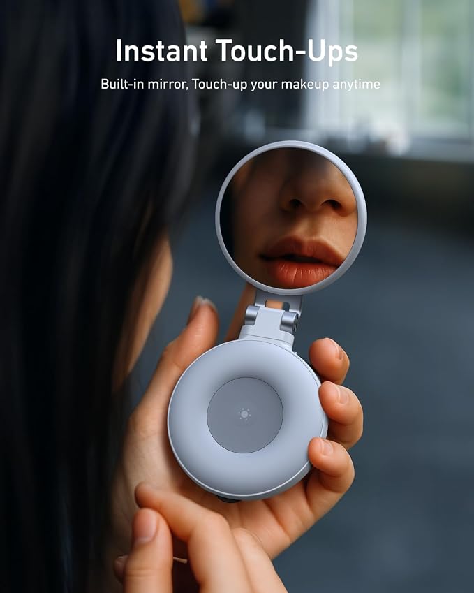 TELESIN C03 Magnetic Phone Selfie Light Compatible with iPhone Magsafe, CRI97 360° LED Selfie Ring Fill Light with Mirror for Selfies/Photography/TikTok/Zoom Calls/Video Conference (White)