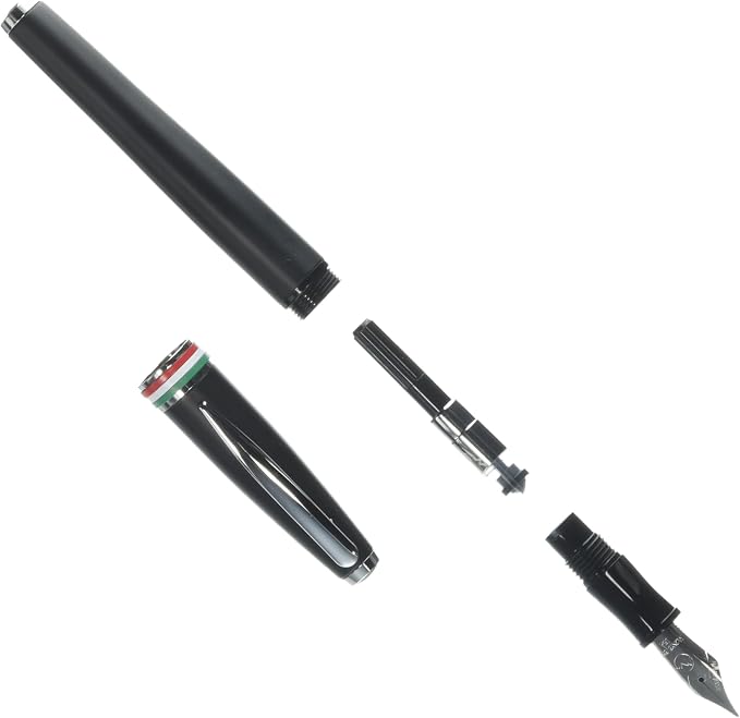 Monteverde USA Aldo Domani Italia Fountain Pen Matte Black - Extra Fine Nib - Luxury Writing Pen - Italian Design - JoWo Stainless Steel Nib - Smooth Ink Flow - Refillable - Gift Box Included