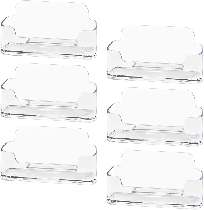 HSYMQ Acrylic Business Card Holder 6 Pack for Desk, Clear Plastic Business Cards Display Holders Stand, Fits 30-50 Business Cards