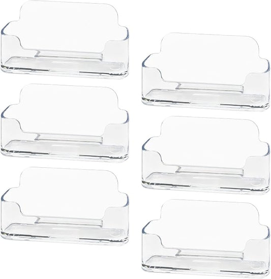 HSYMQ Acrylic Business Card Holder 6 Pack for Desk, Clear Plastic Business Cards Display Holders Stand, Fits 30-50 Business Cards