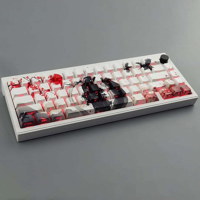 PBT Keycaps - Side Print Keycaps, Shine Through Custom Key caps 75 Percent, Ink Painting Keycap Set Dye Sub & Double Shot, 131 Keys Cherry Profile Keyboard Keycap for Mechanical Keyboard, Wuxia